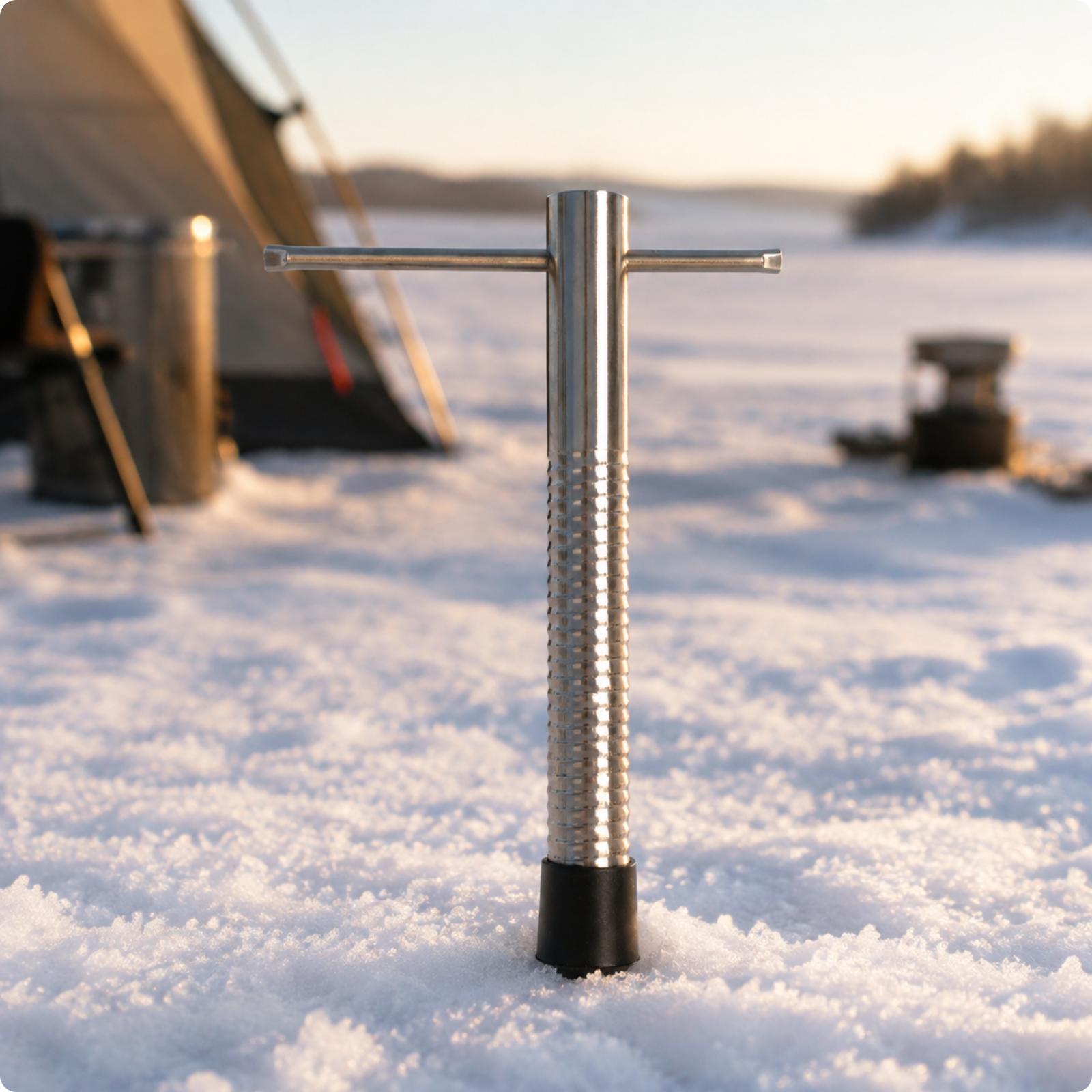 Fishing Rod Ice - Compacte stalen ijsboor voor vissen, met
