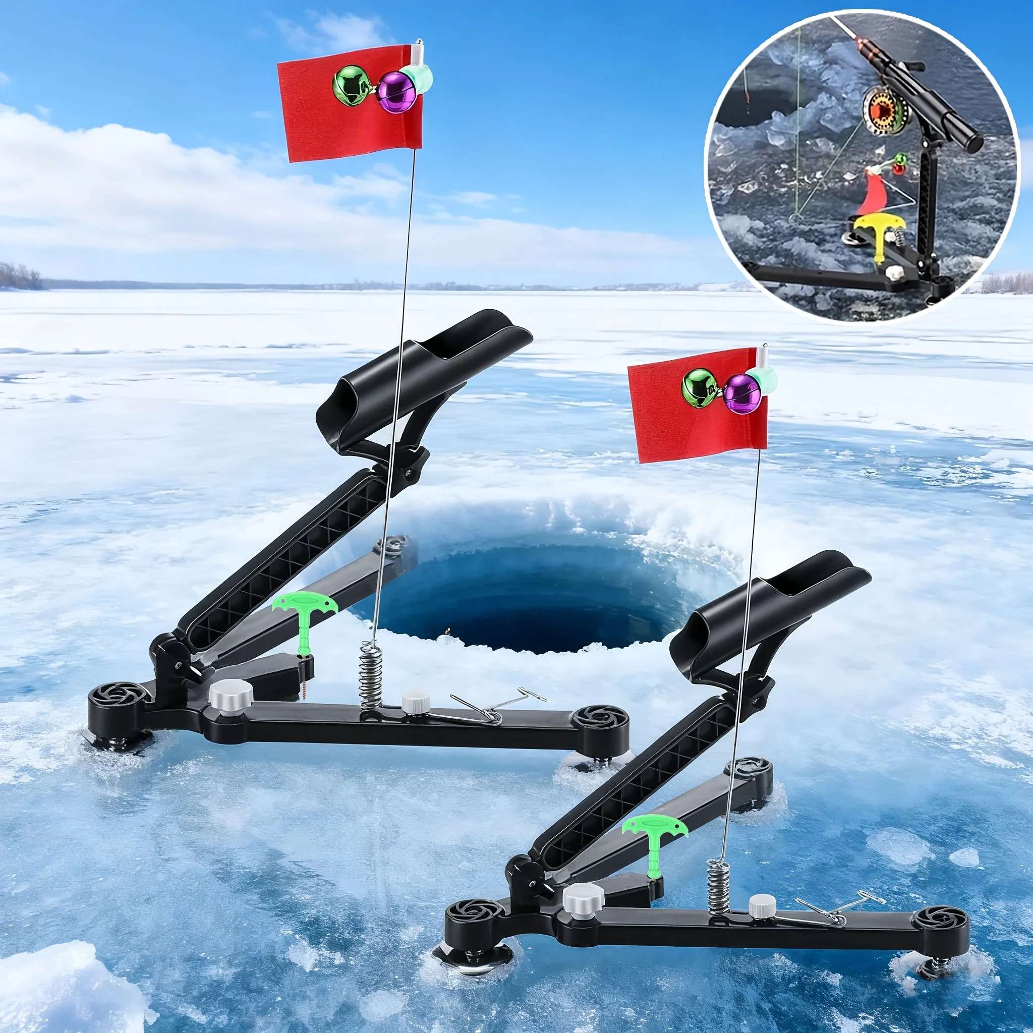 Fishing Rod Ice - 1 set ijsvishengelhouder – vishengelbel (willekeurige