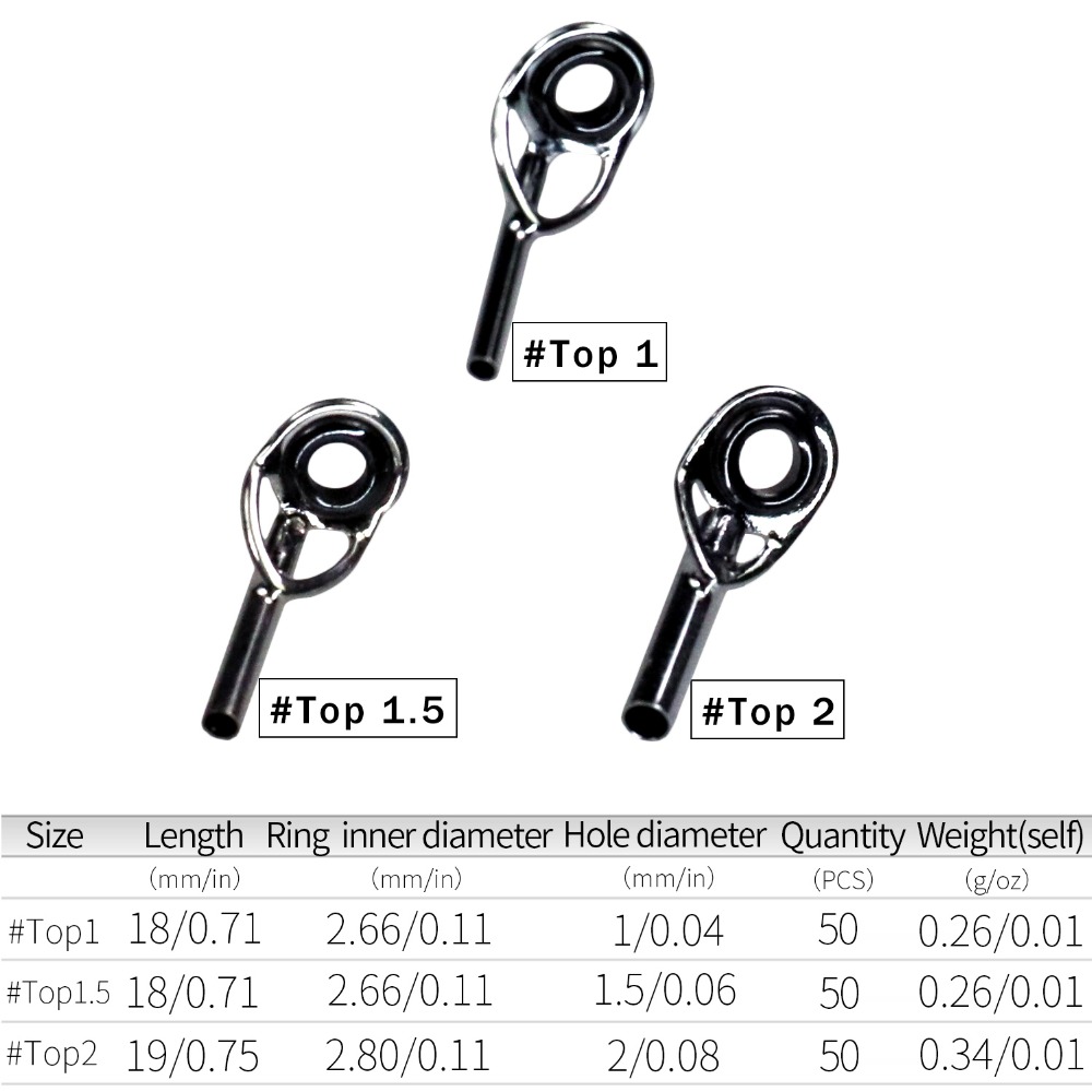 50 stks 1mm 1.5mm 2mm Hengel T - Fishing Rod Tip Replacement recensie en prijs